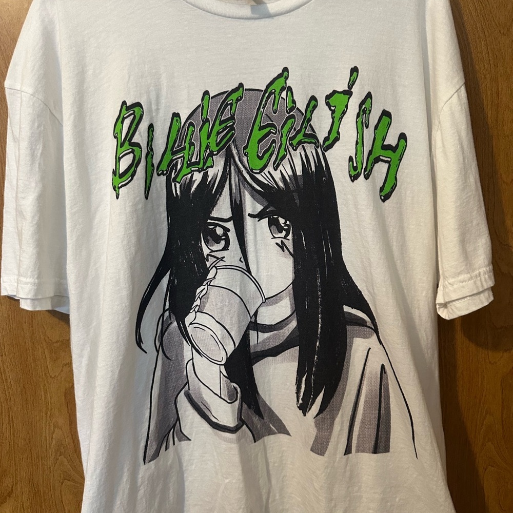 Billie Eilish Graphic Anime T-Shirt with Green and Black Design